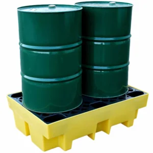 Spill Pallet 2 Drum Sump Grating 122 x 82 x 33cm Yellow
