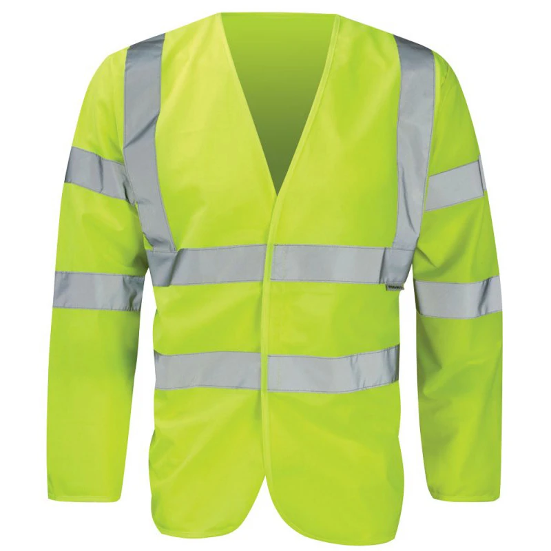 HI-Vis 2-Band & Brace Long Sleeve Waistcoat XXL Yellow - Image 3