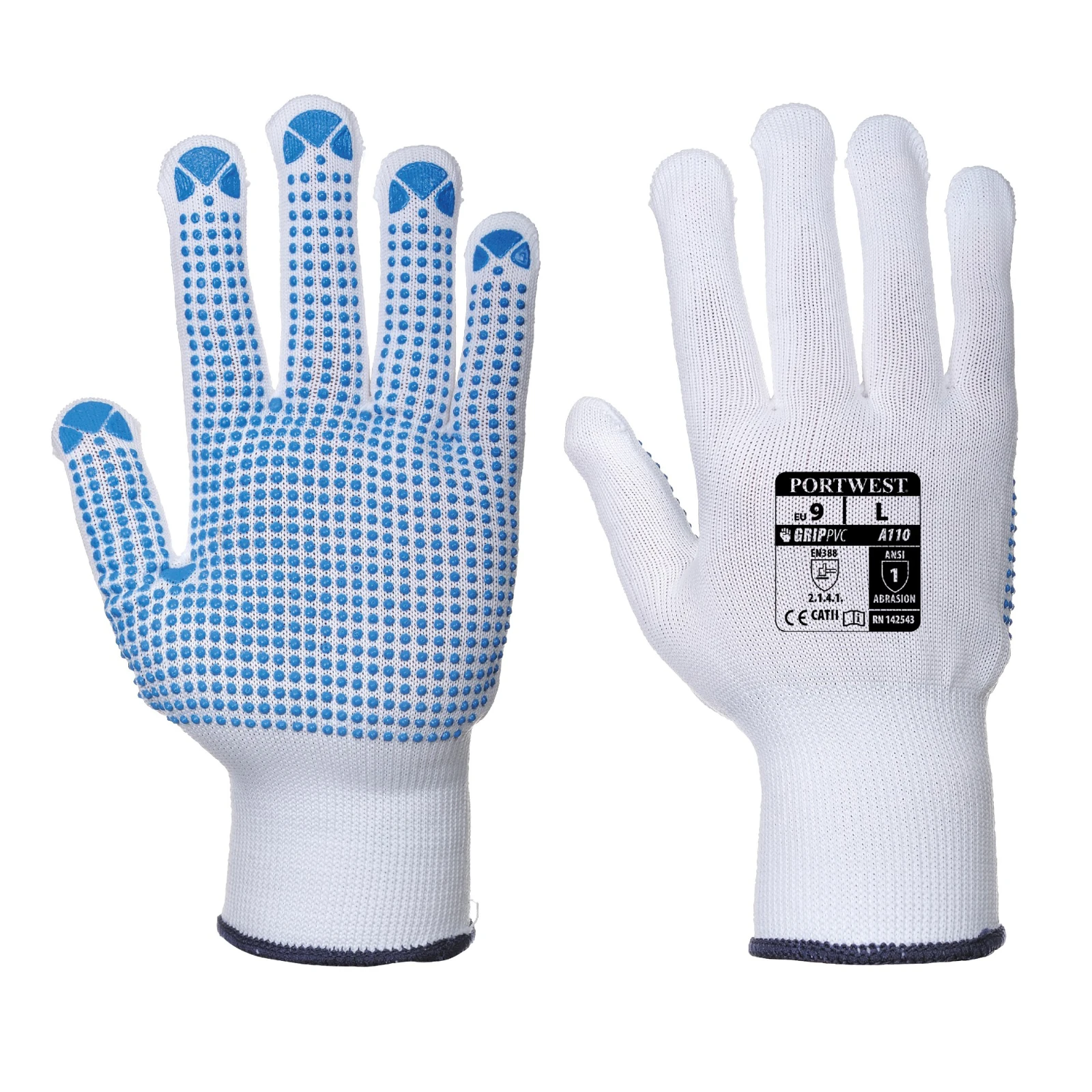 Portwest A110 Polka Dot Nylon Glove Blue/White Size 10
