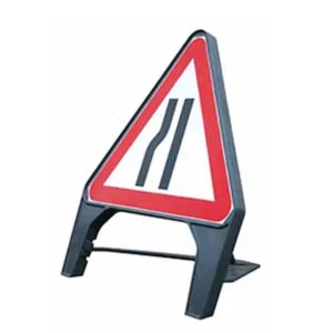 Sign Triangle 'Road Narrows Left' 750mm 5.5Kg Red/White/Grey