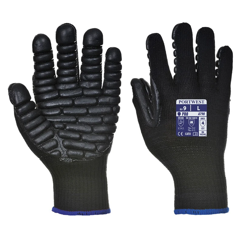 Portwest A790 Cotton/Nylon Anti-Vibration Glove Black Size 10 - Image 4