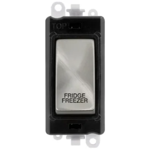 Click Gridpro Fridge Freezer Laser Etched Legend Black Frame 20AX Satin Chrome Double Pole Switch Module
