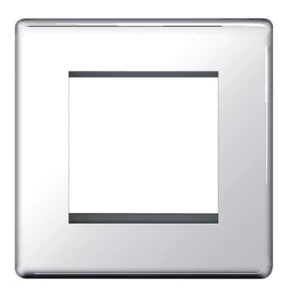 Front Plate 2 Module Grid Square Screwless Polished Chrome