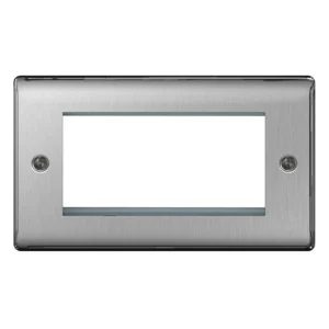 Front Plate 4 Module Grid Rectangular Brushed Steel