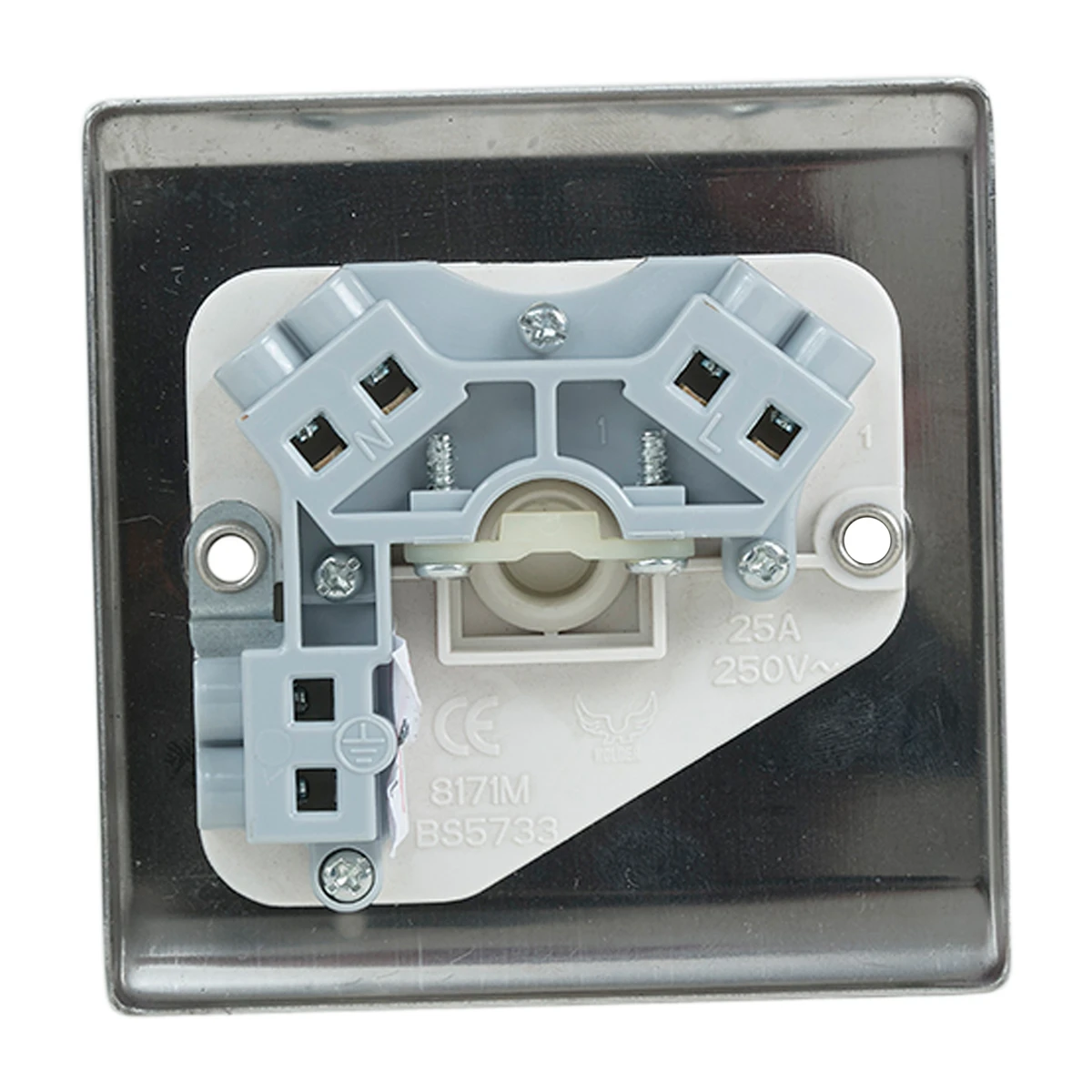Designa 23FOP25 Flex Outlet Plate 1 Gang 25A - Satin Steel with White Insert - Image 4