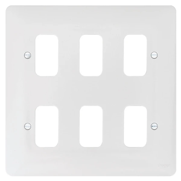 Hager Sollysta Frontplate Grid 6 Gang Moulded 146 x 7.5 x 146mm Grey