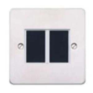 MK Edge Lustrous Black Metal 2 Gang Grid Plate