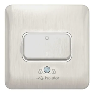 Plate Switch 1 Gang TP Fan Isolator 10A Stainless Steel White Insert