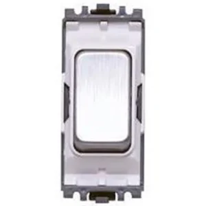 Grid Switch 2 Way Single Pole 10A Brushed Stainless Steel White Inserts