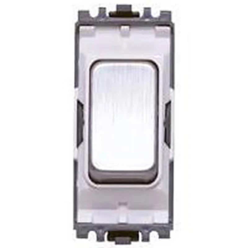 Grid Switch 2 Way Single Pole 10A Brushed Stainless Steel White Inserts