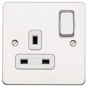 MK Socket 1 Gang Switched Double Pole Dual Earth 13A White White Inserts