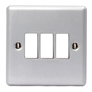 Plate Switch 3 Gang 2 Way 6A Metal Clad