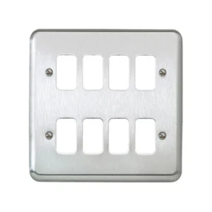 MK Front Plate 8 Module 146 x 146mm Brushed Stainless Steel