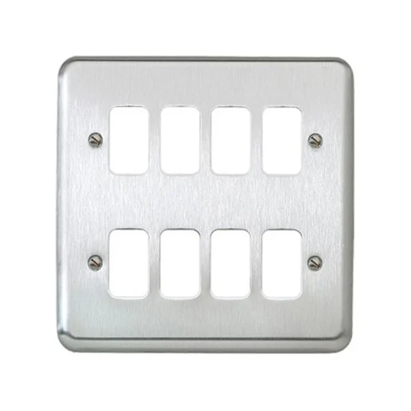 MK Electric Front Plate 8 Module 146X146mm Brushed Stainless Steel – Go ...