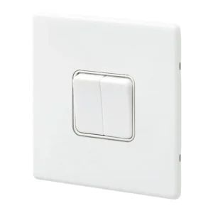 MK Plate Switch 2 Gang 2 Way SP 20A White White Inserts