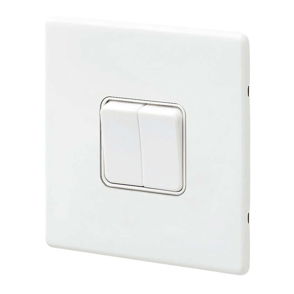 MK Plate Switch 2 Gang 2 Way SP 20A White White Inserts - Image 2