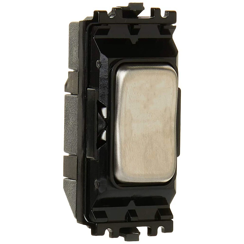 Grid Switch Retractive 10A Brushed Stainless Steel Black Inserts - Image 2