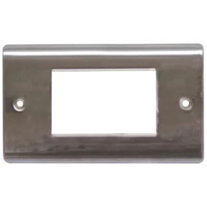 Designa 23FACE4MOD 2 Gang 4 Euro Module Grid Plate Satin Steel
