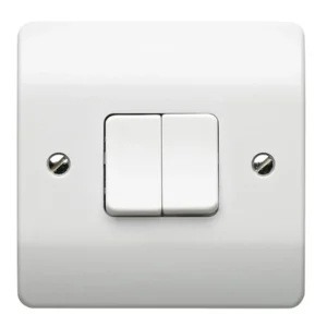 MK Plate Switch 2 Gang 2 Way SP 20A White