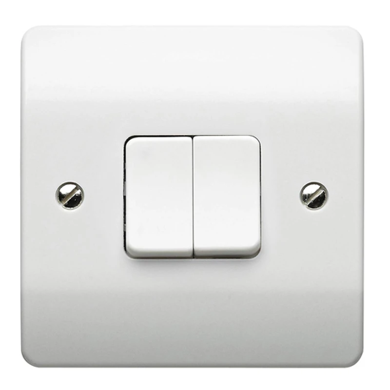 MK Plate Switch 2 Gang 2 Way SP 20A White - Image 2