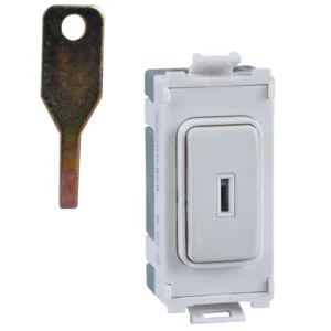 Grid Switch 1 Way Double Pole Key Module 20AX Painted White White Insert