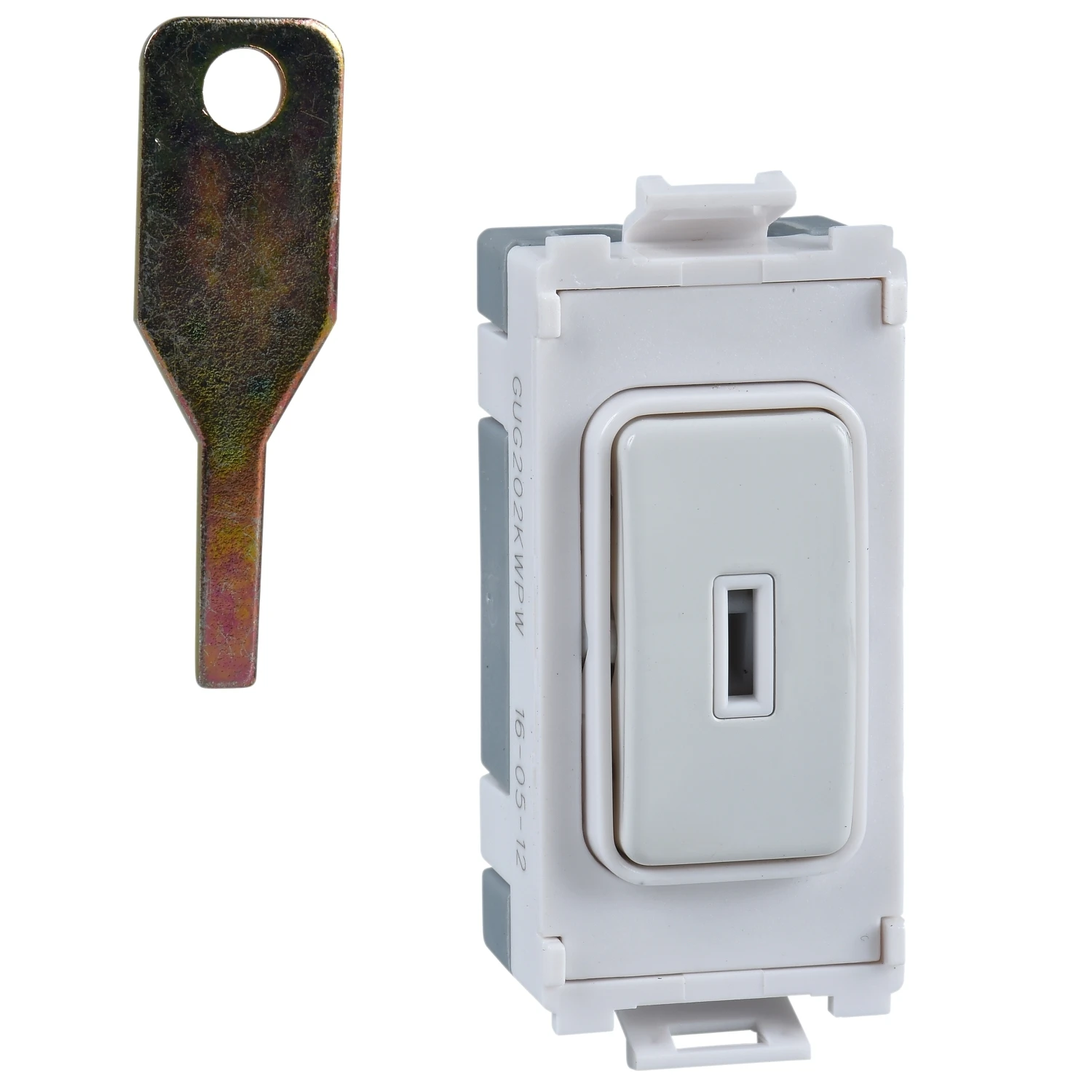 Grid Switch 1 Way Double Pole Key Module 20AX Painted White White Insert - Image 3