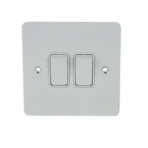Schneider Ultimate Flat Plate 2Way Plate Switch 2 Gang White Metal