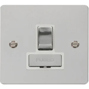 Connection Unit Switched Fused Spur 13A Polished Chrome White Insert