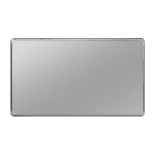 Brushed Steel 2 Gang Flatplate Screwless Blank Plate