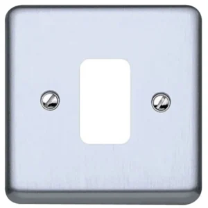 MK Front Plate 1 Gang 1 Module 86 x 86mm Brushed Stainless Steel [Pack=10]