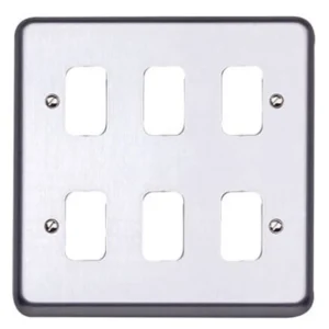 MK Front Plate 6 Module 146 x 146mm Brushed Stainless Steel