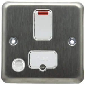 Connection Unit 13A Double Pole Switched Fused 13A Brushed Stainless Steel Flex+Neon