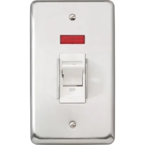 Switch Triple Pole + Neutral Neon Flush 32A Brushed Stainless Steel