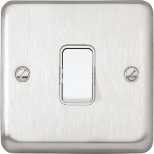 MK Plate Switch 1 Gang 2 Way Single Pole 10A Brushed Stainless Steel