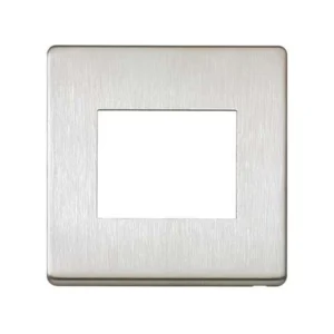 MK  Front Plate 2 Module Euro 50 x 50mm Brushed Stainless Steel