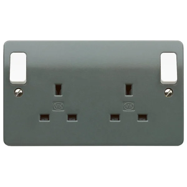 MK Electric Logic Plus 13A Double Pole 2 Gang Switched Socket With ...