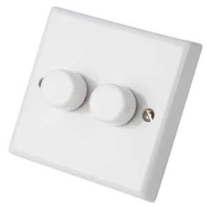 Dimmer Switch 2 Gang 2 Way Rotary 400Va White