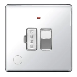 13A Polished Chrome Flatplate Screwless Switched With Power Indicator And Cable Outlet Fused Connection Unit