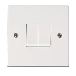 Plate Switch 2 Gang 2 Way 10A White