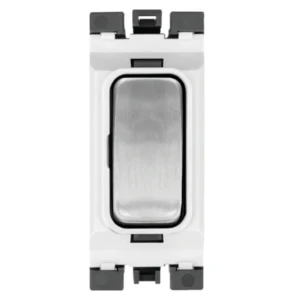 Hager Grid Switch 2 Way SP Module 20AX Brushed Steel White Insert
