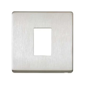 MK Front Plate 1 Module Euro 25 x 50mm Brushed Stainless Steel