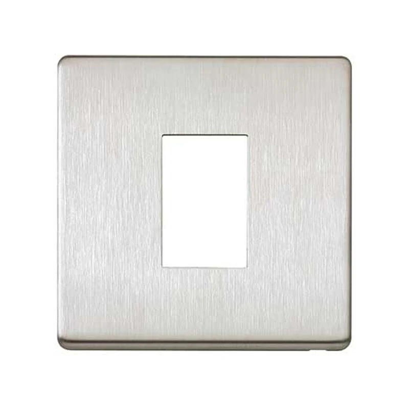 MK Front Plate 1 Module Euro 25 x 50mm Brushed Stainless Steel - Image 2