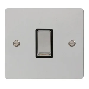 Plate Switch 1 Gang 2 Way 10A Polished Chrome Black Insert