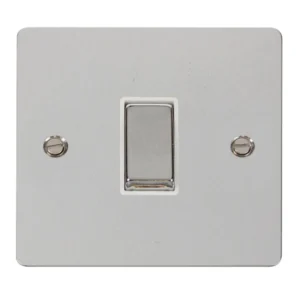Plate Switch 1 Gang 2 Way 10A Polished Chrome White Insert