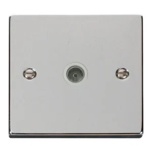 Click VPCH065WH Deco Coaxial Outlet Single Non-Isolated Unshielded White Insert Polished Chrome