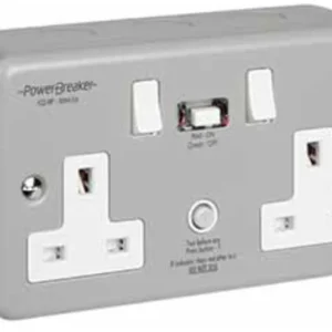 Socket RCD Twin Switched 30mA Metal Passive