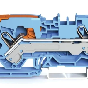 Wago 2-Conductor Through Terminal Block With Lever And Push-In Cage Clamp 6mm With Test Port Suitable For Ex I Applications Side And Center Marking For Din-Rail 35 X 15 And 35 X 7.5 Push-In Cage Clamp 6mm Blue