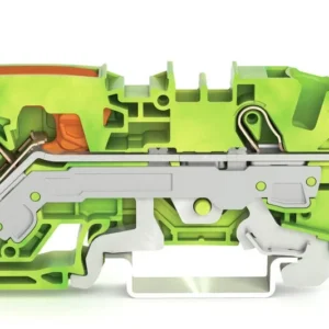 Wago 3-Conductor Ground Terminal Block With Lever And Push-In Cage Clamp 6mm With Test Port Side And Center Marking For Din-Rail 35 X 15 And 35 X 7.5 Push-In Cage Clamp 6mm Green-Yellow