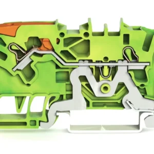 Wago 2-Conductor Ground Terminal Block With Lever And Push-In Cage Clamp 2.5mm² With Test Port Side And Center Marking For Din-Rail 35 X 15 And 35 X 7.5 Push-In Cage Clamp® 2,50 Mm² Green-Yellow