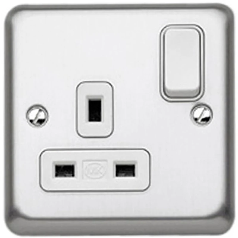 MK Socket 1 Gang Switched Double Pole Flush 13A Brushed Chrome - Image 2